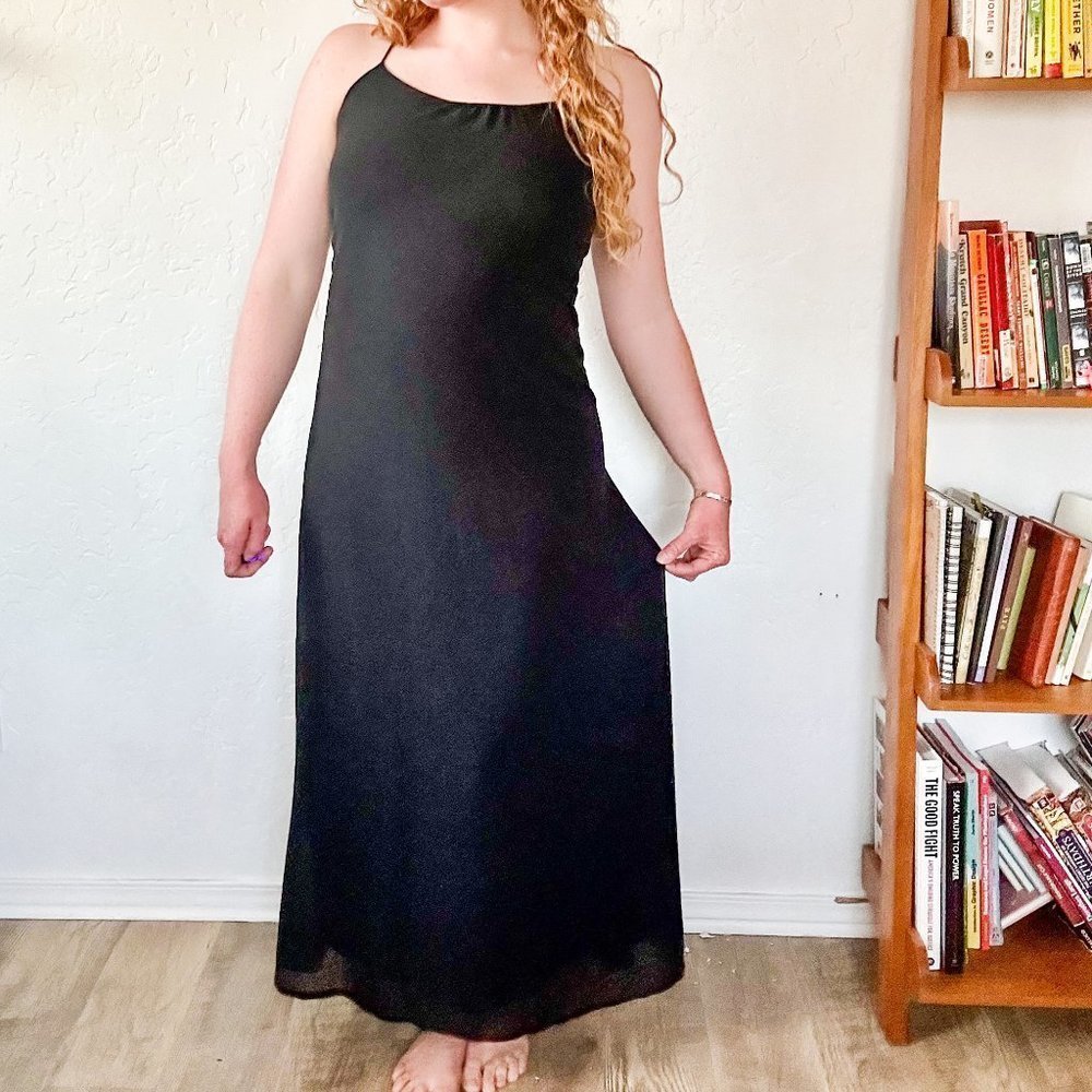 Sparkle and Fade Black Maxi Dress with Strappy Open Back Design